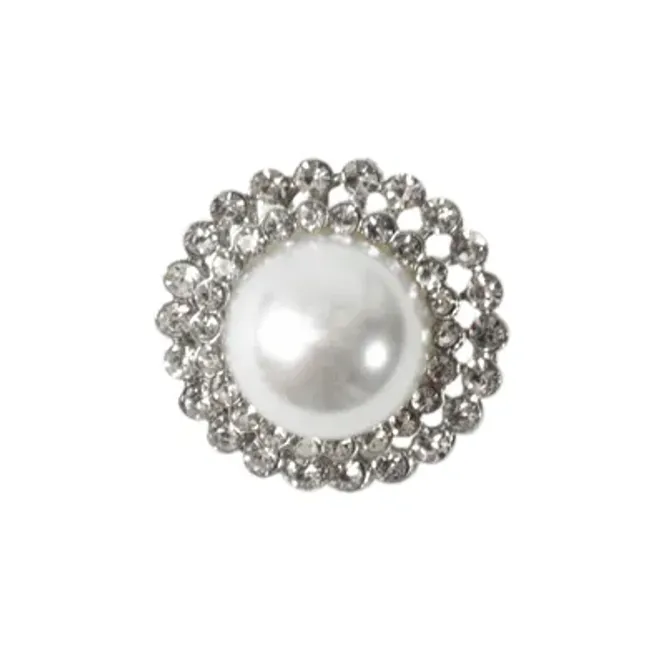 Hovedbilde Blingknapp m strass og perle 20 mm 