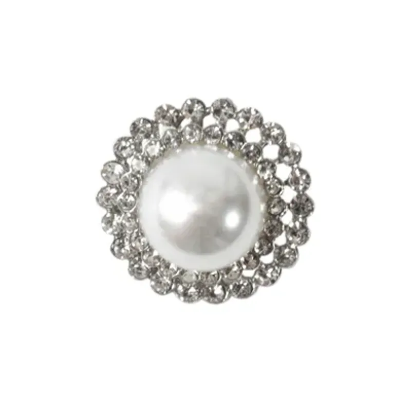 Blingknapp m strass og perle 20 mm 